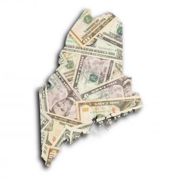 Map of Maine, filled with US dollars