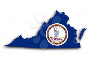 Map of Virginia filled with the state flag