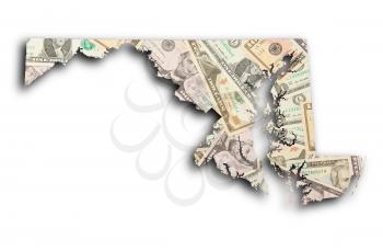 Map of Maryland filled with US dollars