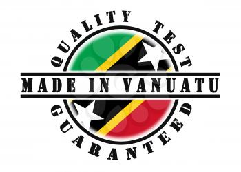 Quality test guaranteed stamp with a national flag inside, Vanuatu