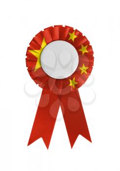 Award ribbon isolated on a white background, China
