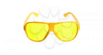Sunglasses isolated on a white background, yellow