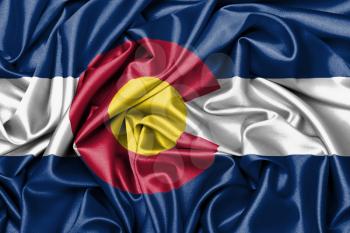 Satin flag, three dimensional render, flag of Colorado