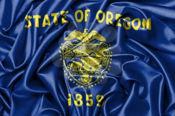 Satin flag, three dimensional render, flag of Oregon