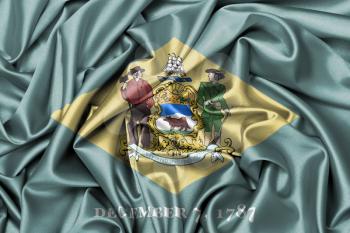 Satin flag, three dimensional render, flag of Delaware