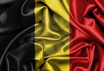 Satin flag, three dimensional render, flag of Belgium
