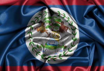 Satin flag, three dimensional render, flag of Belize