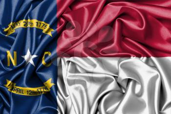 Satin flag, three dimensional render, flag of North Carolina