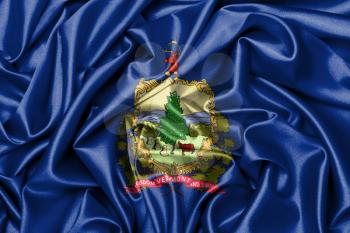 Satin flag, three dimensional render, flag of Vermont