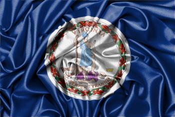 Satin flag, three dimensional render, flag of Virginia
