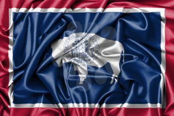 Satin flag, three dimensional render, flag of Wyoming