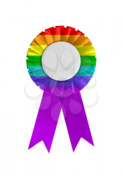 Award ribbon isolated on a white background, rainbow flag