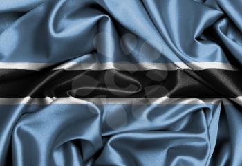 Satin flag, three dimensional render, flag of Botswana