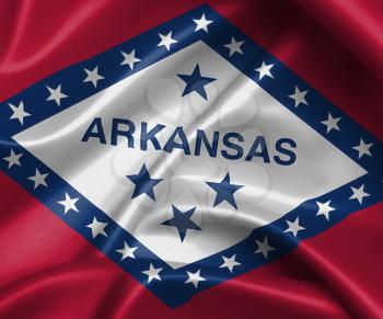Satin flag, three dimensional render, flag of Arkansas