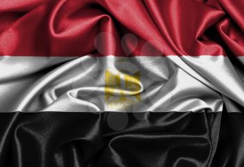 Satin flag, three dimensional render, flag of Egypt