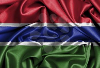 Satin flag, three dimensional render, flag of the Gambia