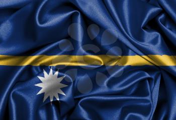 Satin flag, three dimensional render, flag of Nauru