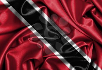 Satin flag, three dimensional render, flag of Trinidad and Tobago