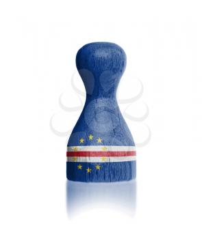 Wooden pawn with a painting of a flag, Cape Verde