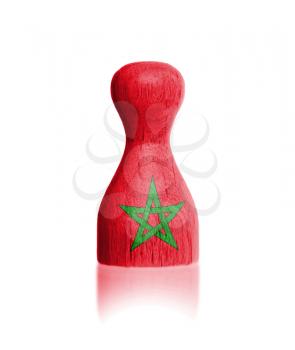 Wooden pawn with a painting of a flag, Morocco