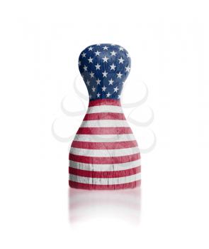 Wooden pawn with a painting of a flag, United States