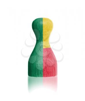 Wooden pawn with a painting of a flag, Benin