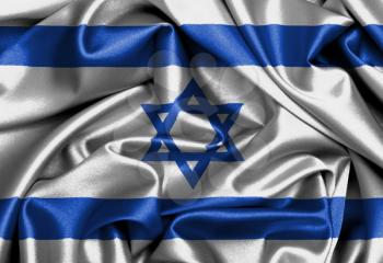 Satin flag, three dimensional render, flag of Israel