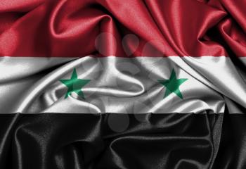 Satin flag, three dimensional render, flag of Syria