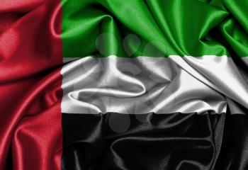 Satin flag, three dimensional render, flag of the United Arab Emirates