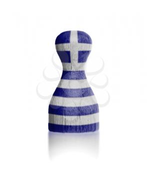 Wooden pawn with a painting of a flag, Greece