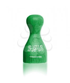 Wooden pawn with a painting of a flag, Saudi Arabia
