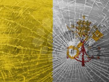Isolated broken glass or ice with a flag, Vatican City