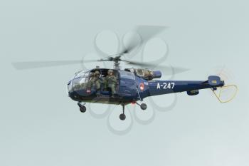 LEEUWARDEN,FRIESLAND,HOLLAND-SEPTEMBER 17: A dutch Alouette III - SA-316B helicopter at the Airshow on September 17, 2011 at Leeuwarden Airfield,Friesland,Holland