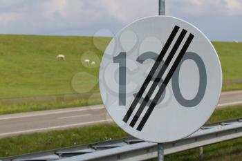 Road sign of the end of the 130kph speed limit