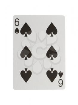 Playing card (six) isolated on a white background