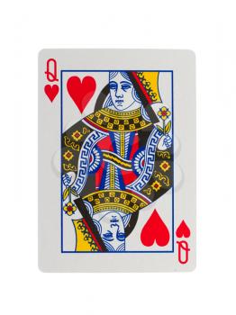 Playing card (queen) isolated on a white background
