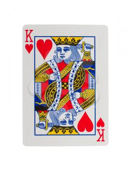 Old playing card (king) isolated on a white background