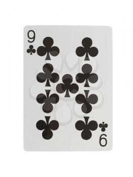 Playing card (nine) isolated on a white background