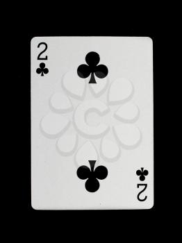 Playing card (two) isolated on a black background