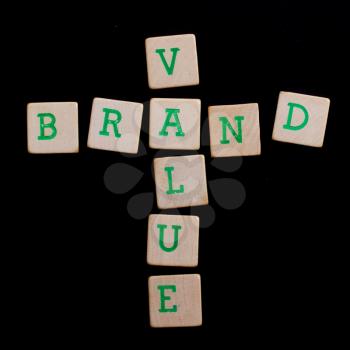 Letters on wooden blocks (brand, value)
