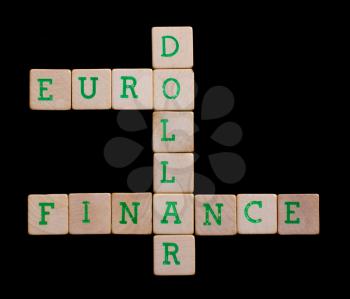 Letters on wooden blocks (euro, dollar, finance)