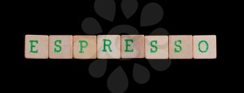 Green letters on old wooden blocks (espresso)