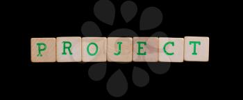 Green letters on old wooden blocks (project)