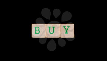 Green letters on old wooden blocks (buy)