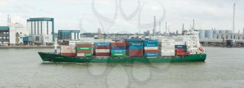 ROTTERDAM, THE NETHERLANDS - JUNE 22: Close-up of a containership, operated by a privately-owned company engaged in worldwide container transport in Rotterdam on June 22, 2012