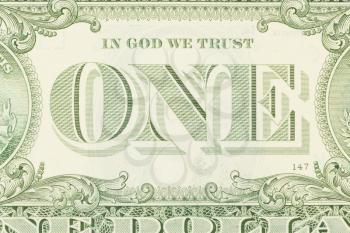 Close-up of an one dollar bills, isolated