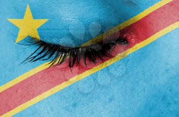 Crying woman, pain and grief concept, flag of Congo