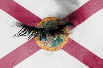 Crying woman, pain and grief concept, flag of Florida