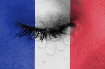 Crying woman, pain and  grief concept, flag of France