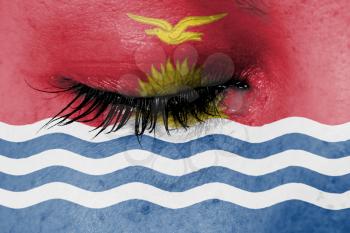 Crying woman, pain and grief concept, flag of Kiribati